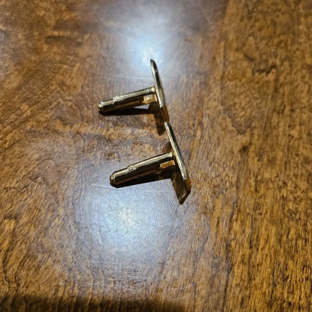 Vintage HICKOK USA Gold Tone Initial F Monogram Cufflinks Classic Men's Letter H
